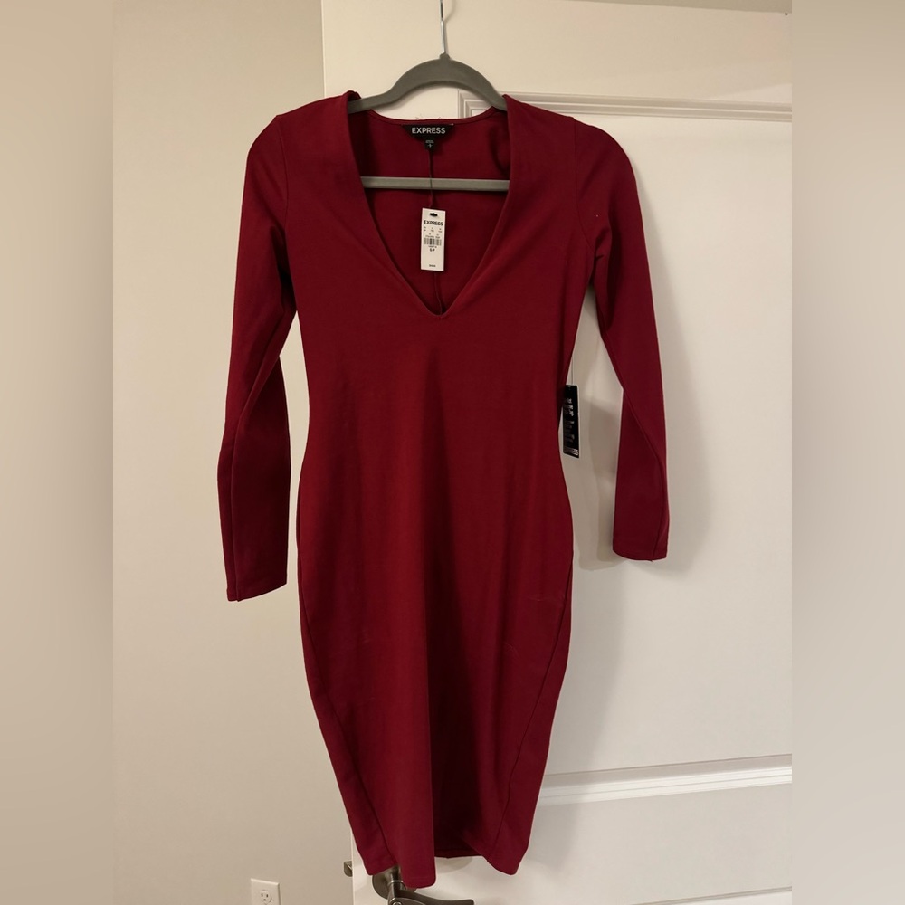 New with Tags- Express burgundy red small dress